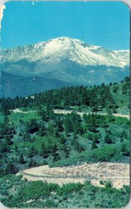 Pikes Peak Rampart Range Rd Pikes Peak Region Colorado CO Snowcapped Postcard  