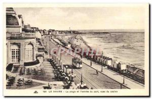 Le Havre Old Postcard Beach and the & # 39entree views of the harbor casino