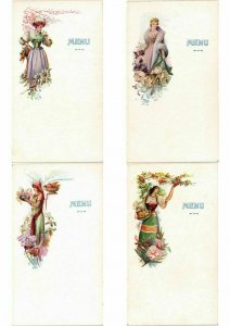 ART NOUVEAU MENU CARDS GLAMOUR LADIES SET OF 6 Cards (L2699)