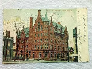 Providence RI-Rhode Island, 1907 Y.M.C.A Building Street View, Vintage Postcard