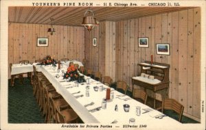 Chicago Illinois Younker's Pine Room Restaurant c1930-50s Vintage Postcard