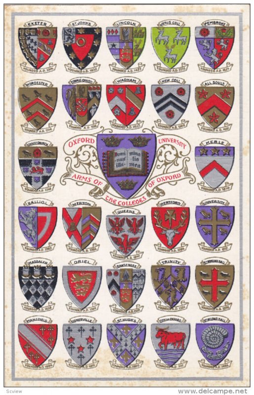 OXFORD, Oxfordshire, England, United Kingdom; University, 27 Arms of the Coll...