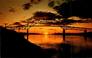 Massachusetts Cape Cod Sunset Scene Showing Bourne Bridge and Cape Cod Canal