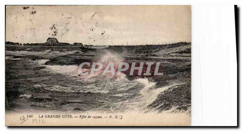 Old Postcard La Grande Cote Waves Effect