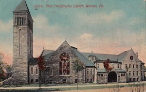 Postcard First Presbyterian Church Warren PA 1912