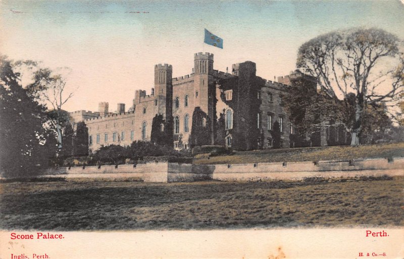 Scone Palace, Perth, Scotland, Early Hand Colored Postcard, Unused