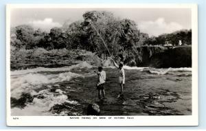 Natives Fishing Victoria Falls Zambia Southern Africa Sambezi River Postcard C48