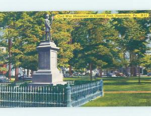 Unused Linen CIVIL WAR MONUMENT Honesdale Pennsylvania PA hk6551