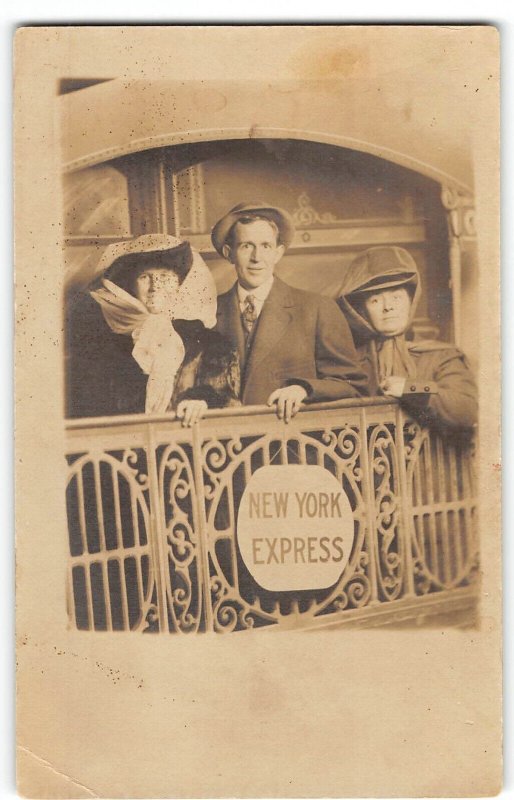 RPPC NEW YORK EXPRESS Lax Studio Photo Chicago, IL Train 1910s Vintage Postcard