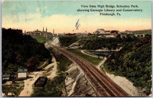 Pittsburgh PA, 1913 Schenley Park, Carnegie Library & Covervatory, Postcard