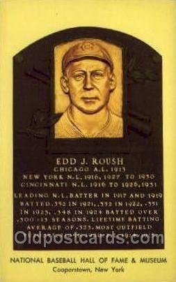 Edd J Roush Baseball Hall of Fame Card, Unused 