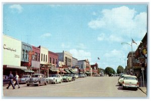 c1960 Main Street Classic Cars Building Ludington Michigan Avery Color Postcard