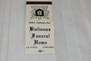 Bieliunas Funeral Home Chicago Advertising 20 Strike Matchbook Cover