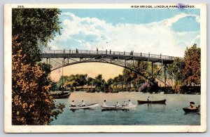 1918 Highbridge Lincoln Park Chicago Illinois Boating Adventure Posted Postcard