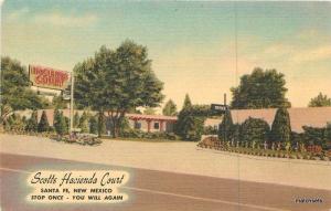 1940s Santa Fe New Mexico Hacienda Court Roadside MWM linen postcard 3891