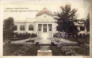 Library Fountain University Northern Colorado Greeley 1910s Real Photo postcard