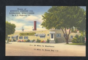 DENMARK WISCONSIN STEVE'S CHEESE COMPANY LINEN ADVERTISING POSTCARD