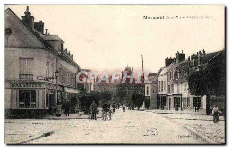 Old Postcard Mormant Rue de Paris Bakery Factor