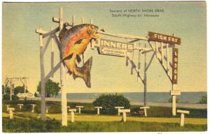 Duluth MN North Shore Drive Fish Fry Dinners Restaurant Linen Postcard