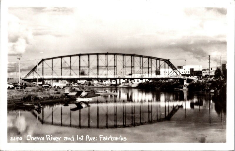Real Photo Postcard Chena River and 1st Avenue in Fairbanks, Alaska~2002