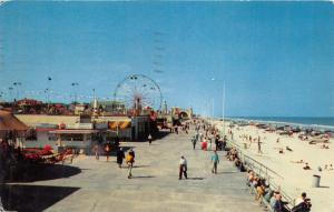 DAYTONA BEACH FL AMUSEMENT CENTER~CLOCK TOWER~BANDSHELL~BOARDWALK POSTCARD 1957