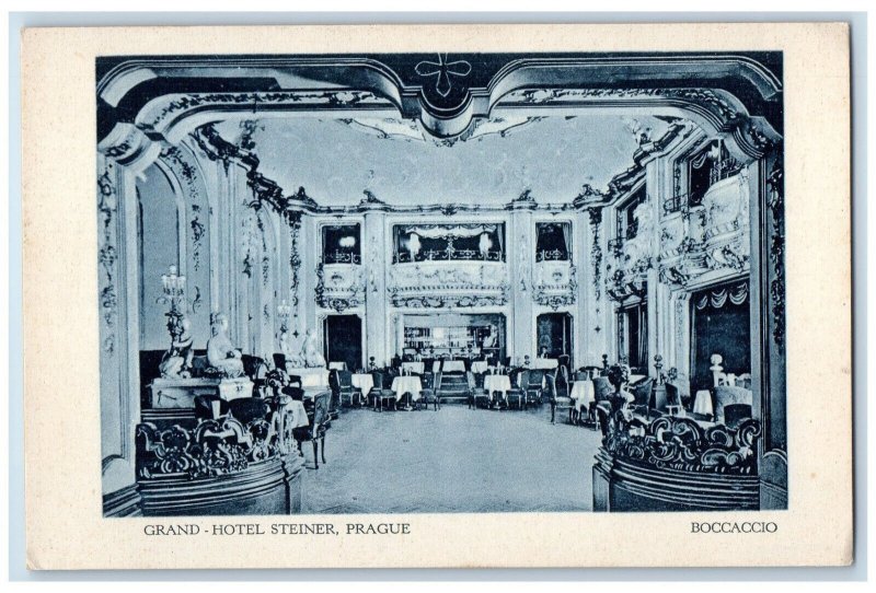 c1940's Grand-Hotel Steiner Prague Bocaccio Prague Czechia Postcard