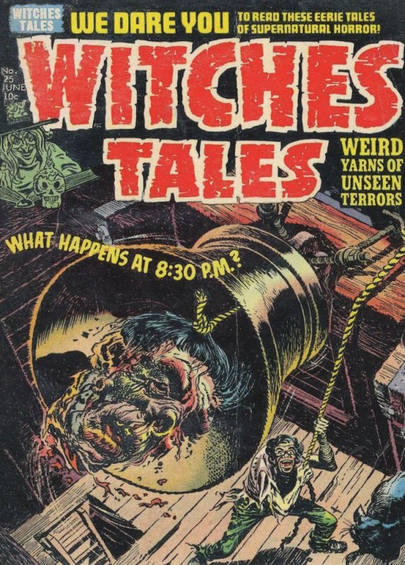 Witches Tales 1950s Comic Book Bellringing Head Decapitation Postcard