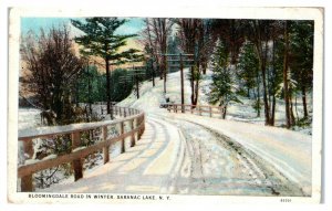 Bloomingdale Road in Winter, Saranac Lake, NY Postcard *6S(4)15 