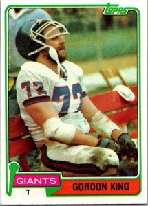 1981 Topps Football Card Gordon King New York Giants sk10277