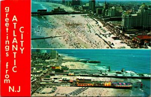 Greetings From Atlantic City New Jersey NJ Vtg Chrome Postcard Q15