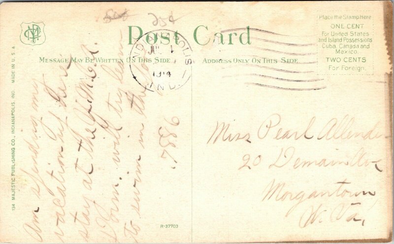 Moonlight on Fall Creek Indianapolis Indiana IN Postcard 1914 Pearl Allende