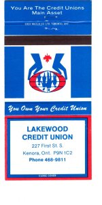 Lakewood Credit Union, Kenora, Ontario Vintage Matchbook Cover