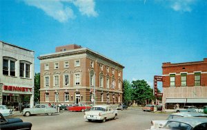 Harrison AR U. S. Post Office Storefronts Old Cars, Postcard