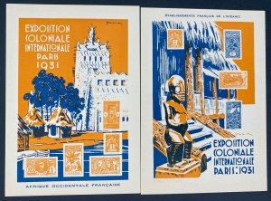 1931 Complete Set Of 12 Postcards International Colonial Exposition In Paris 