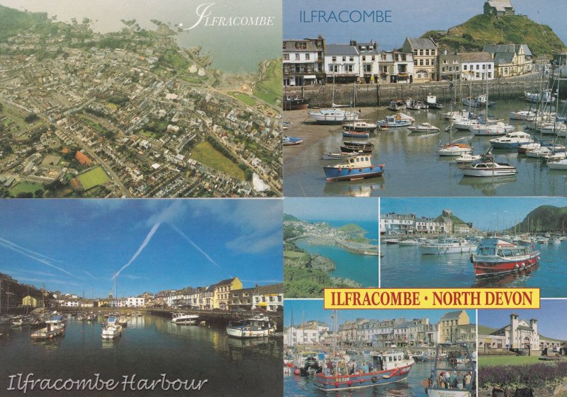 Ilfracombe Harbour Boats Sailing Ships 4x Postcard s