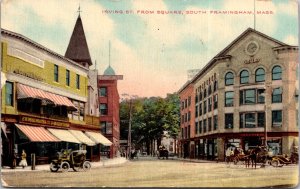 Irving Street from Square, South Framingham MA c1913 Vintage Postcard V60