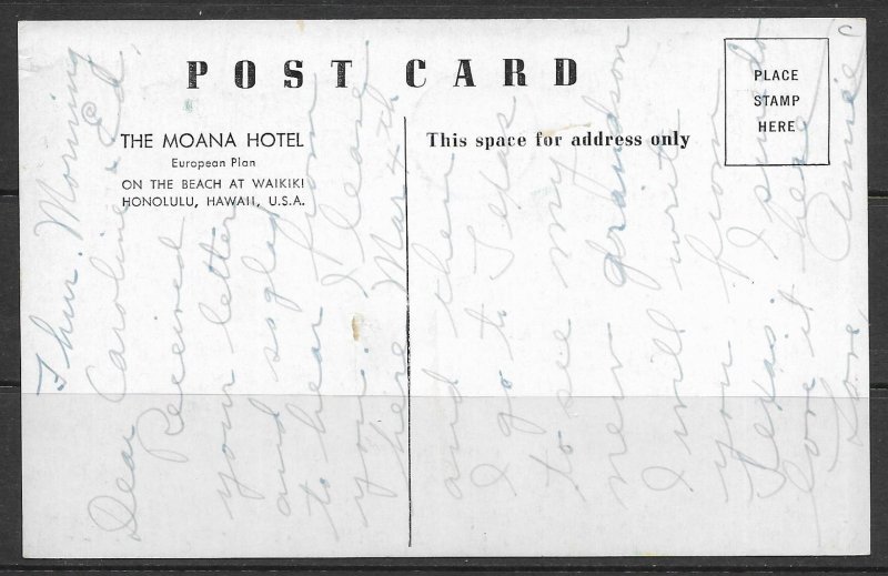 Hawaii, Honolulu - The Moana Hotel - [HI-067]