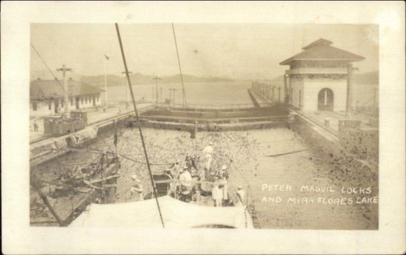 Panama Canal Peter Maguil Locks & Mira Flores Lake Real Photo Postcard