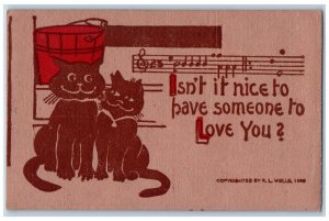 Wells Artist Signed Postcard Cat Kitten Isnt It Nice To Have Someone To Love You