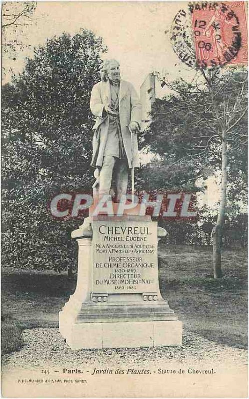 Postcard Old Paris Jardin des Plantes Statue Chevreul