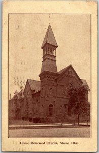 Grace Reformed Church, Akron OH c1909 Vintage Postcard G46