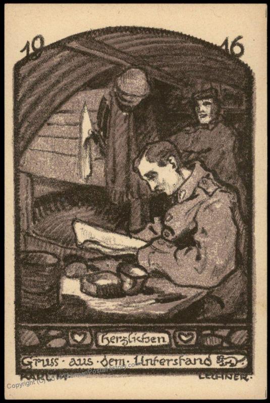 Germany WWI Feldpost Service Illustration Patriotic Card 77340