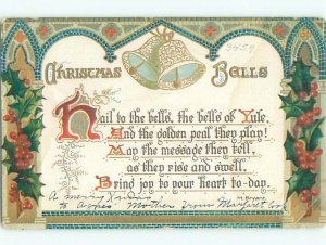 Pre-Linen christmas M. BRYANT QUOTE - CHRISTMAS BELLS k1693
