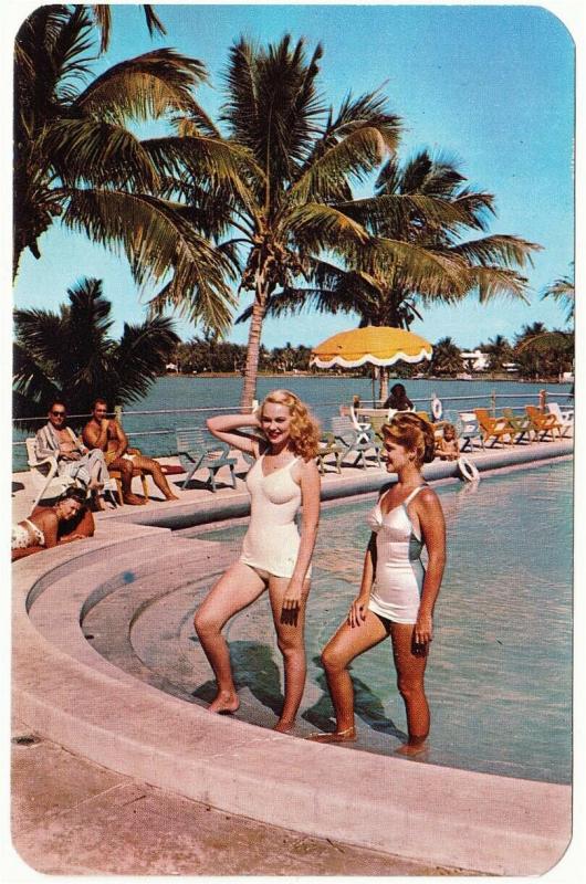 Miami Beach FL Bathing Beauty Pinup Postcard #2 Glamor and Golden Sunshine 1950s