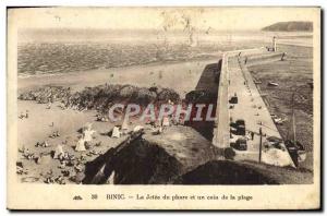 Old Postcard Binic La Jetee lighthouse and a corner of the beach