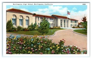 BURLINGAME, CA~ Burlingame HIGH SCHOOL  c1920s San Mateo County Postcard