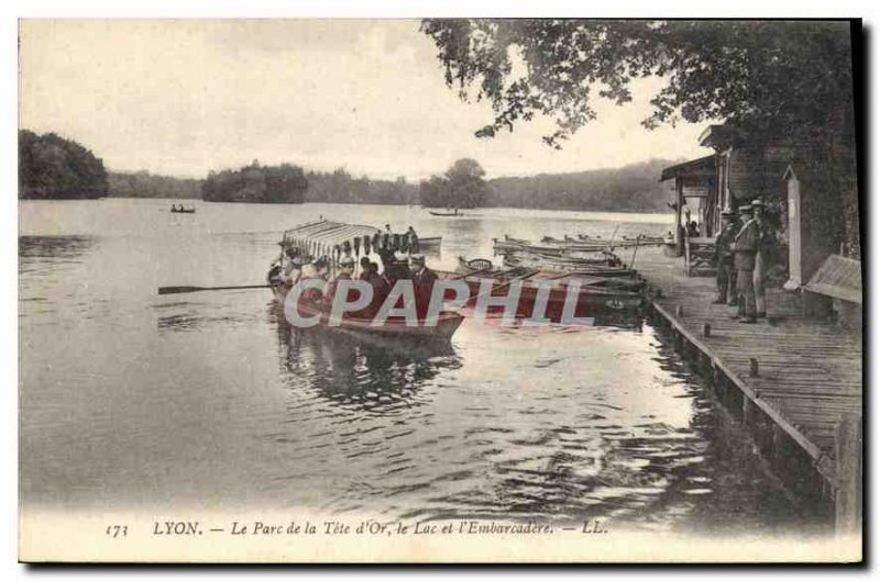 Old Postcard Lyon Park Tete d'Or Lake and Embarcadere