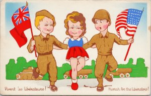 Hurrah For The Liberators Military Patriotic USA England Unused Postcard E64