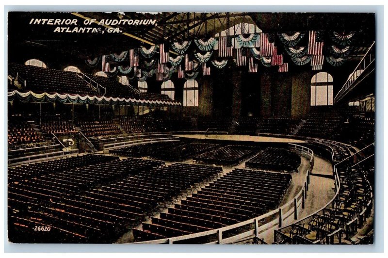 Atlanta Georgia GA Postcard Interior Of Auditorium Scene c1910's Antique Windows