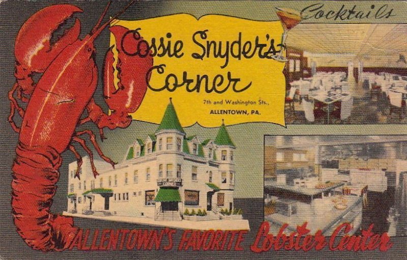 Postcard Cossie Snyder's Corner Allentown PA